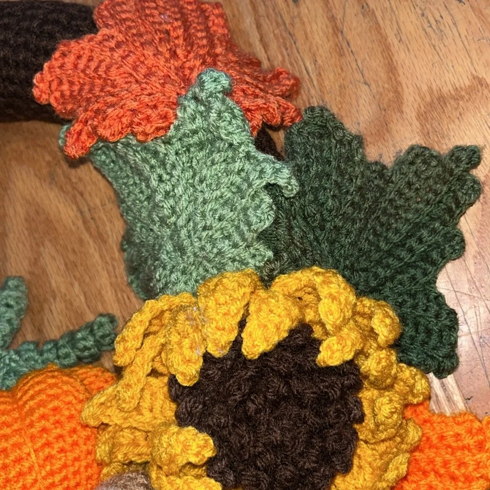 Crochet Sunflower and Pumpkin Wreath